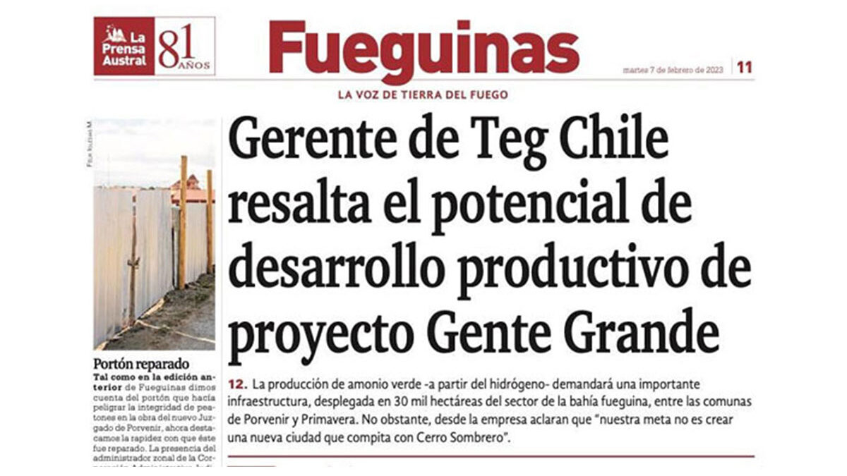 Teg Chile’s Manager highlights the productive development potential of the Gente Grande project