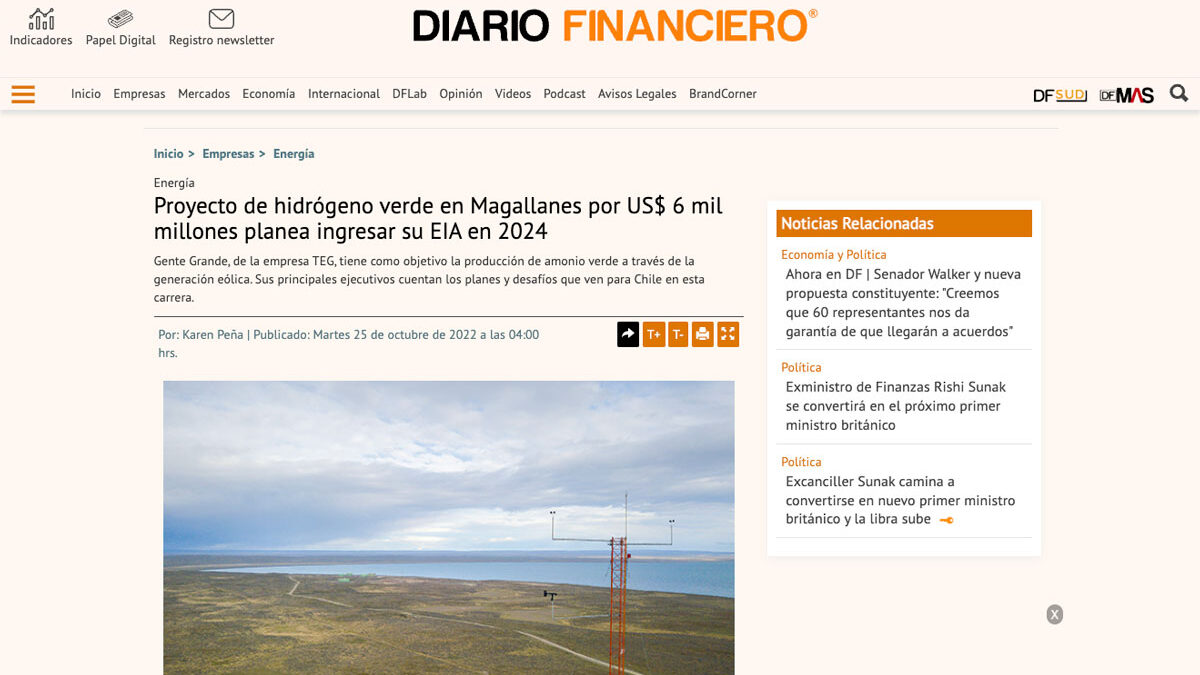 Proyecto de hidrógeno verde en Magallanes por US$ 6 mil millones planea ingresar su EIA en 2024