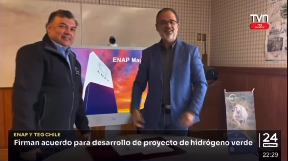 ENAP y TEG Chile firman acuerdo para facilitar el desarrollo de proyecto de hidrógeno verde en Tierra del Fuego